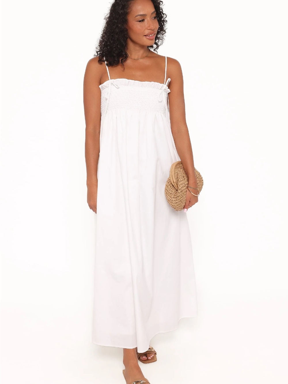 Petal and Pup Josie Dress Worn Once Tie Shoulder Square Neck Smocked Maxi Dress